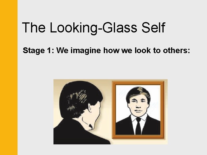 The Looking-Glass Self Stage 1: We imagine how we look to others: 