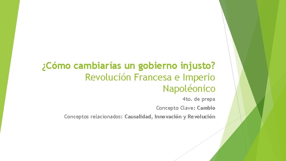 ¿Cómo cambiarías un gobierno injusto? Revolución Francesa e Imperio Napoléonico 4 to. de prepa