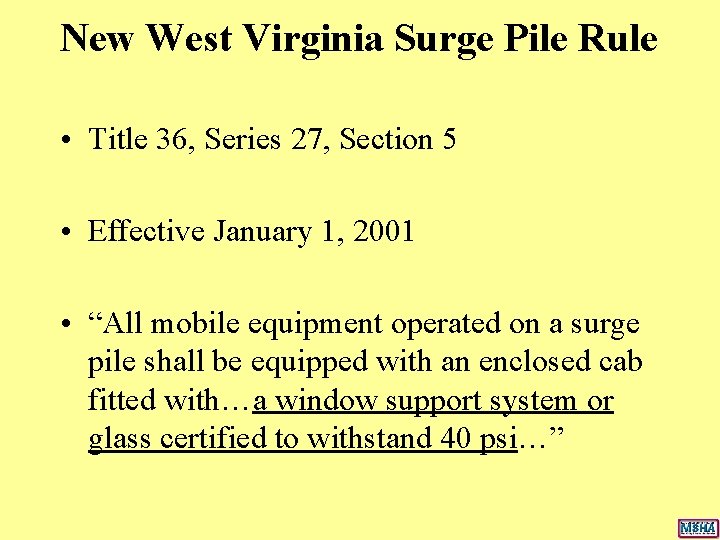 New West Virginia Surge Pile Rule • Title 36, Series 27, Section 5 • New West Virginia Surge Pile Rule • Title 36, Series 27, Section 5 •