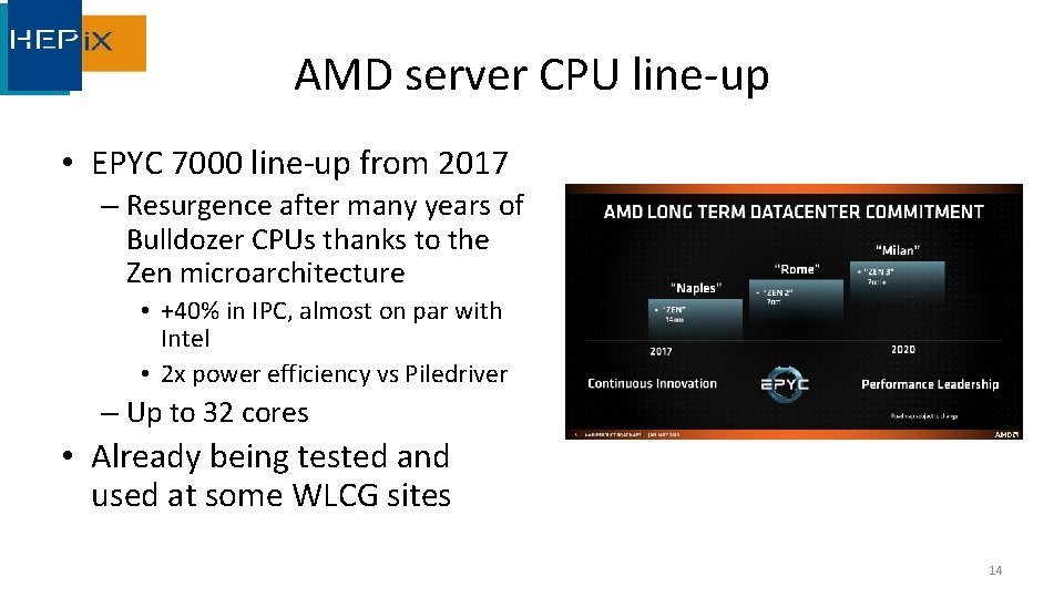 AMD server CPU line-up • EPYC 7000 line-up from 2017 – Resurgence after many