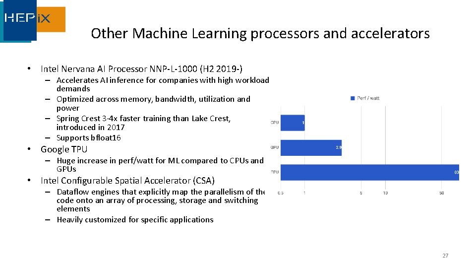 Other Machine Learning processors and accelerators • Intel Nervana AI Processor NNP-L-1000 (H 2