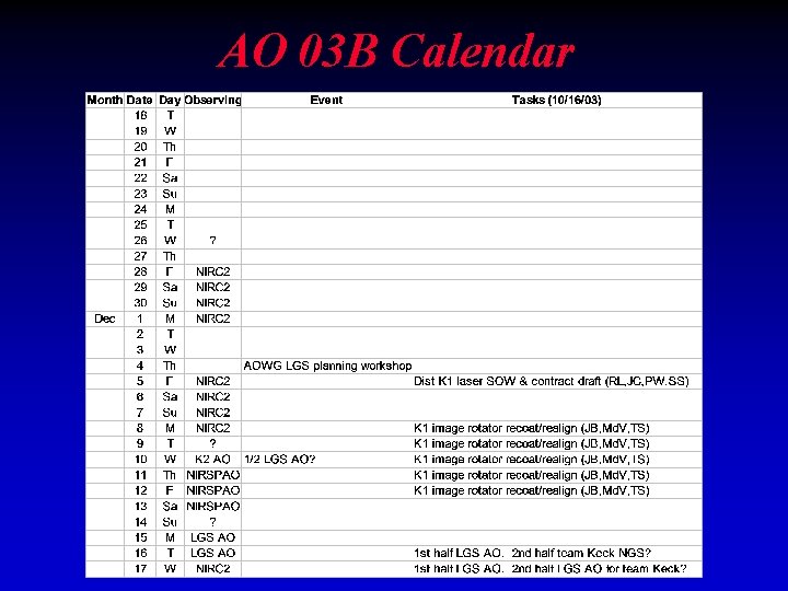 AO 03 B Calendar 