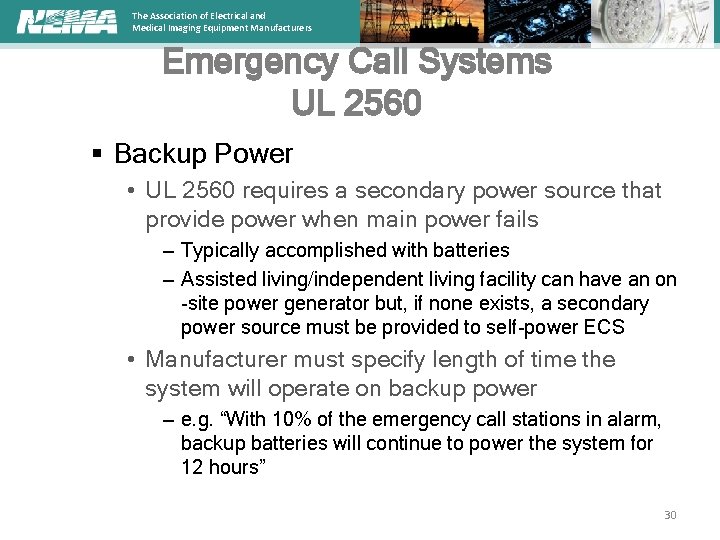 The Association of Electrical and Medical Imaging Equipment Manufacturers Emergency Call Systems UL 2560