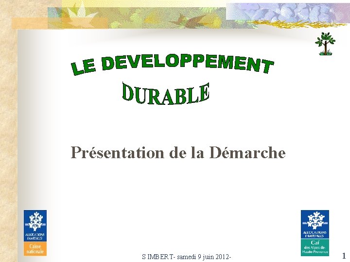 Présentation de la Démarche S IMBERT- samedi 9 juin 2012 - 1 