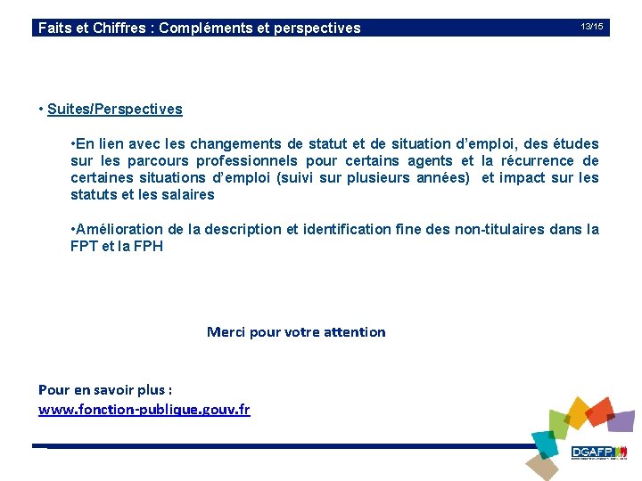 Faits et Chiffres : Compléments et perspectives 13/15 • Suites/Perspectives • En lien avec