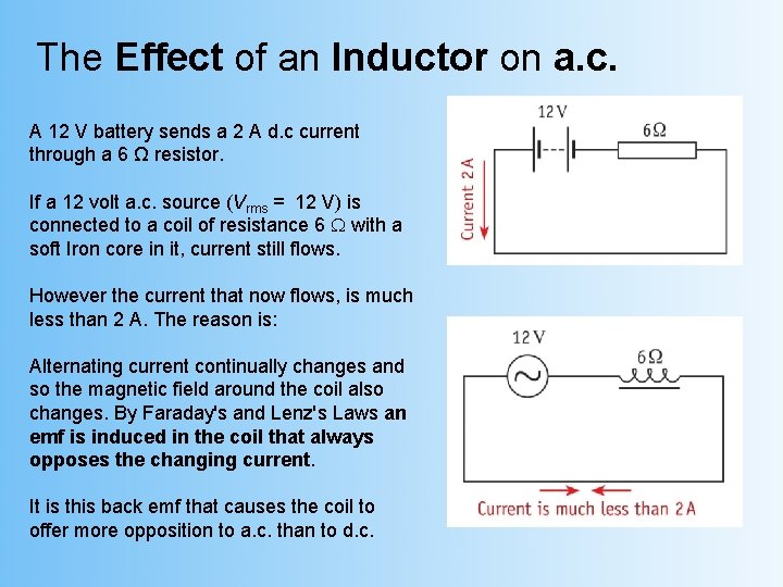 The Effect of an Inductor on a. c. A 12 V battery sends a