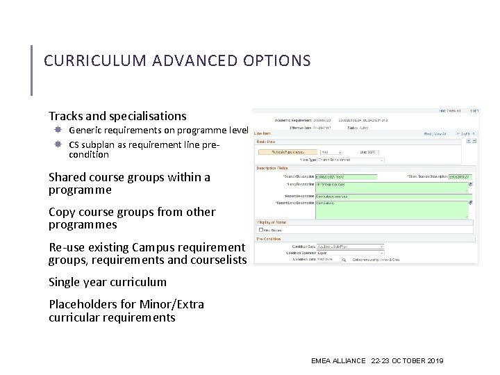 CURRICULUM ADVANCED OPTIONS Tracks and specialisations Generic requirements on programme level CS subplan as