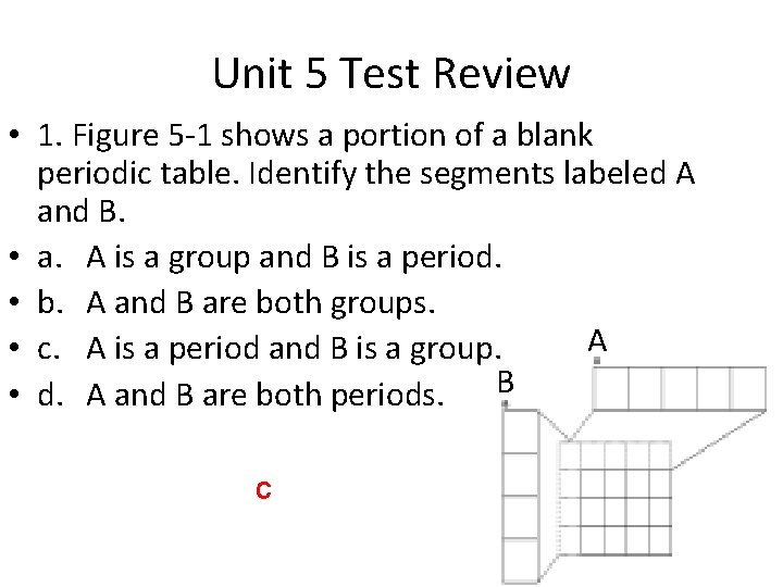 Unit 5 Test Review • 1. Figure 5 -1 shows a portion of a
