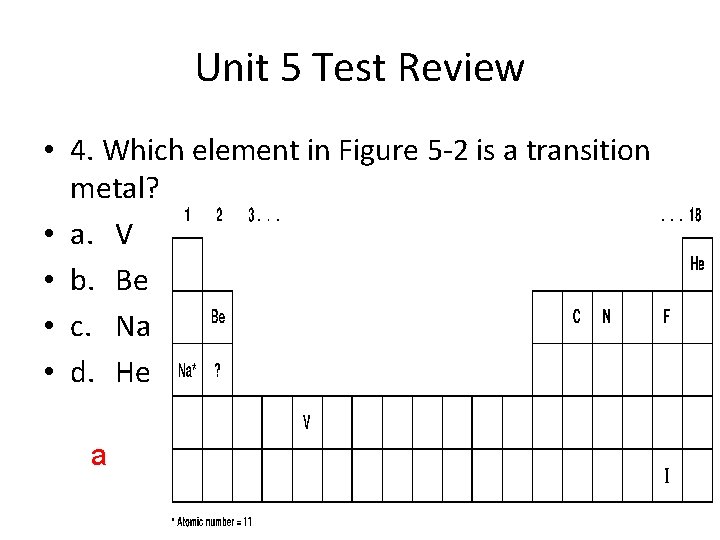 Unit 5 Test Review • 4. Which element in Figure 5 -2 is a