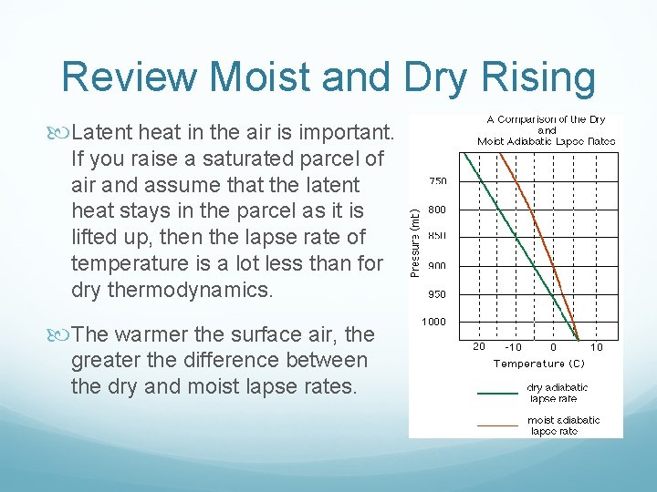 Review Moist and Dry Rising Latent heat in the air is important. If you Review Moist and Dry Rising Latent heat in the air is important. If you