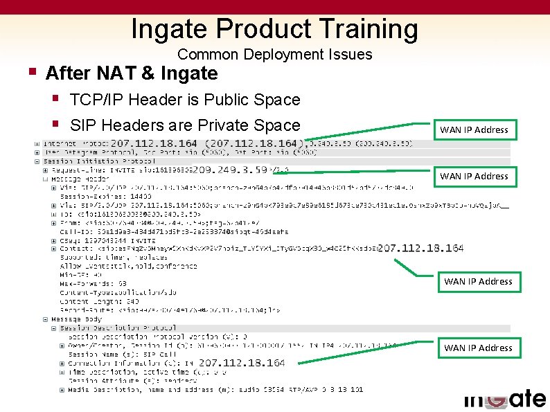 Ingate Product Training Common Deployment Issues § After NAT & Ingate § TCP/IP Header