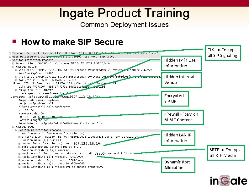 Ingate Product Training Common Deployment Issues § How to make SIP Secure Hidden IP