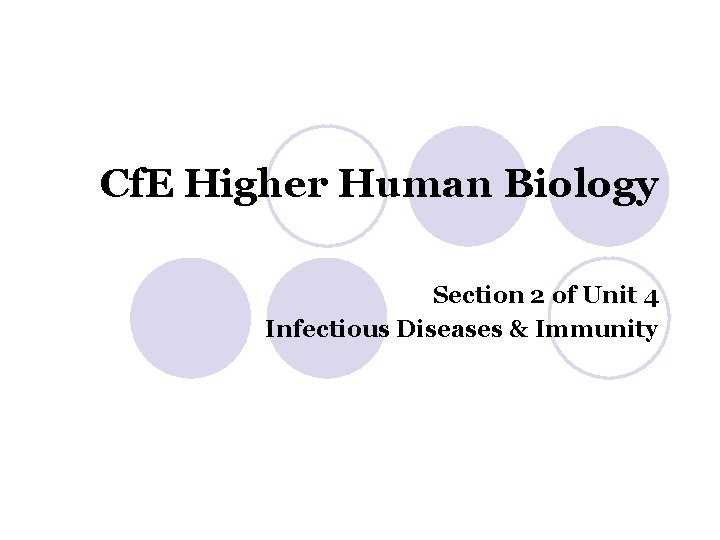 Cf. E Higher Human Biology Section 2 of Unit 4 Infectious Diseases & Immunity