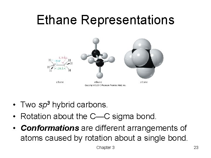 Ethane Representations • Two sp 3 hybrid carbons. • Rotation about the C—C sigma