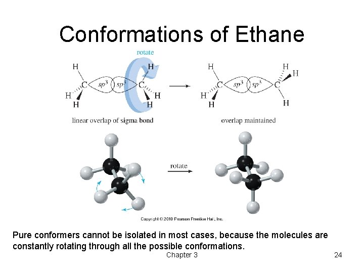 Conformations of Ethane Pure conformers cannot be isolated in most cases, because the molecules