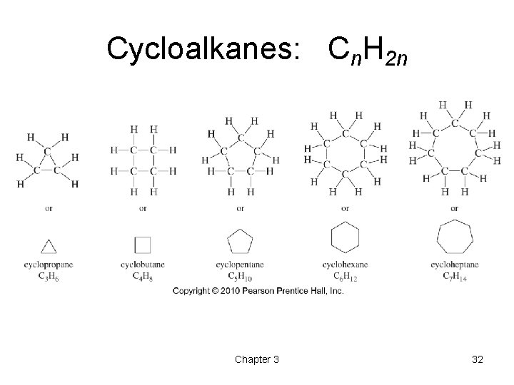 Cycloalkanes: Cn. H 2 n Chapter 3 32 