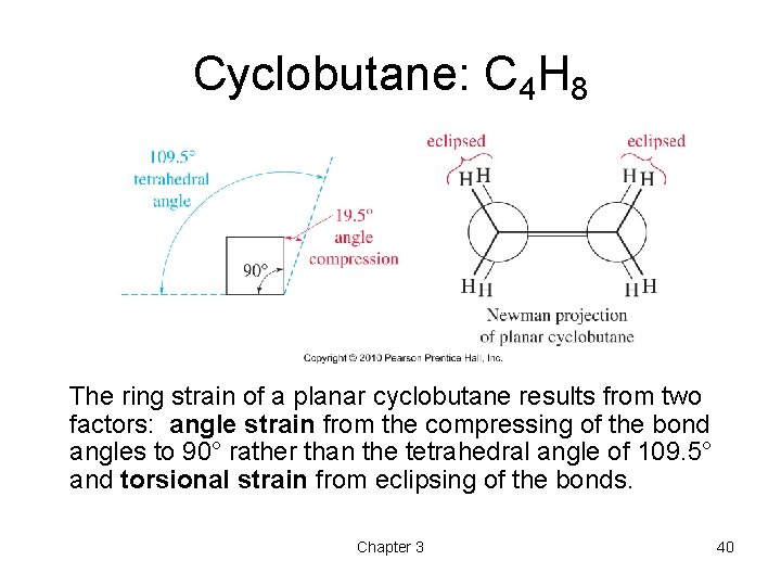 Cyclobutane: C 4 H 8 The ring strain of a planar cyclobutane results from