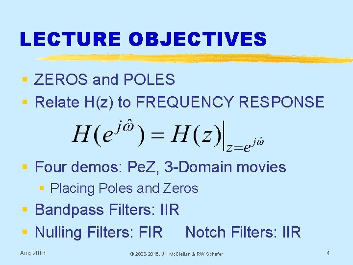 DSP First 2e Lecture 23 Frequency Response Hz