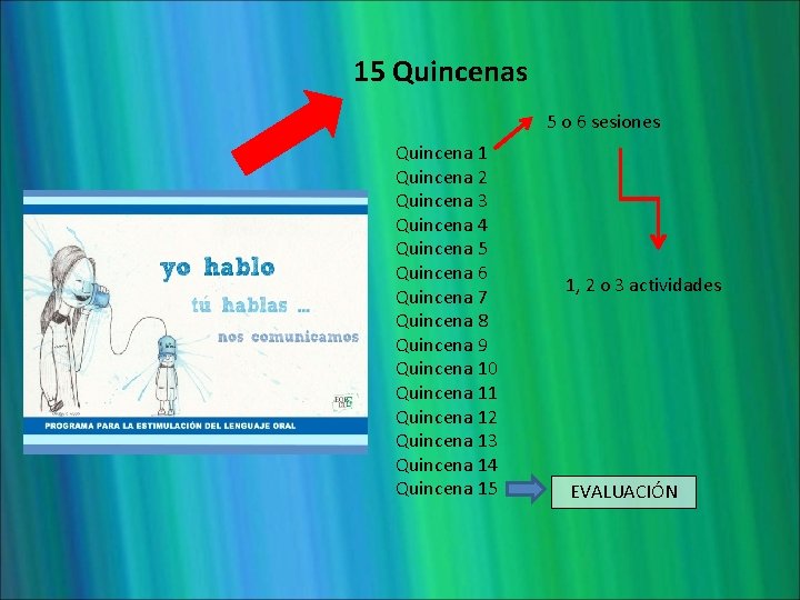 15 Quincenas 5 o 6 sesiones Quincena 1 Quincena 2 Quincena 3 Quincena 4