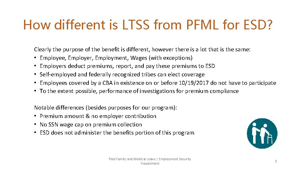 How different is LTSS from PFML for ESD? Clearly the purpose of the benefit