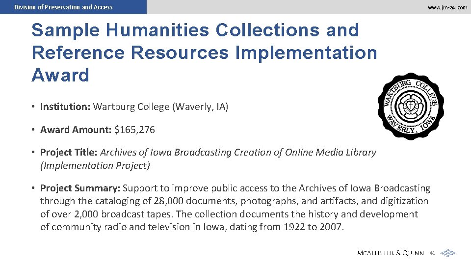 Division of Preservation and Access www. jm-aq. com Sample Humanities Collections and Reference Resources