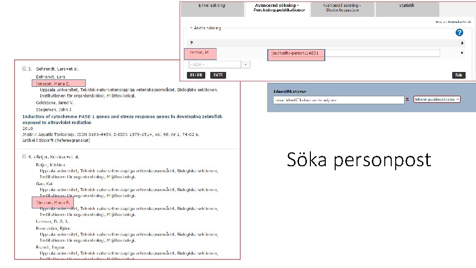 Söka personpost 