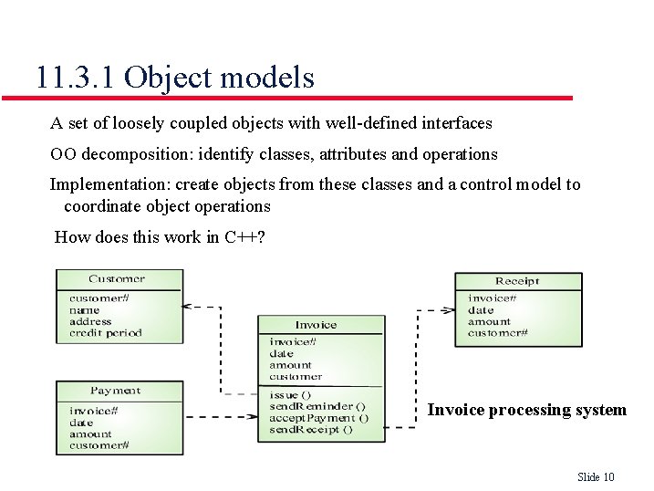 11. 3. 1 Object models A set of loosely coupled objects with well-defined interfaces