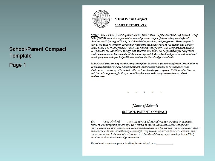 School-Parent Compact Template Page 1 