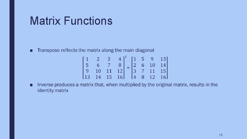 Matrix Functions ■ 15 