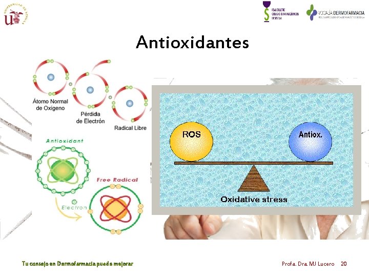 Antioxidantes Tu consejo en Dermofarmacia puede mejorar Profa. Dra. MJ Lucero 20 Antioxidantes Tu consejo en Dermofarmacia puede mejorar Profa. Dra. MJ Lucero 20