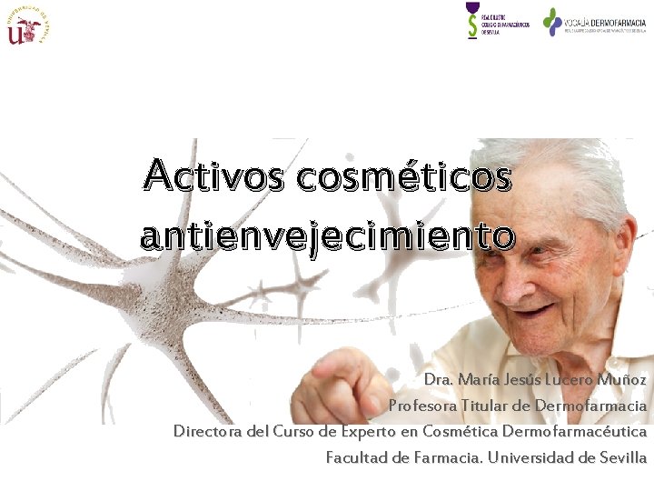 Activos cosméticos antienvejecimiento Dra. María Jesús Lucero Muñoz Profesora Titular de Dermofarmacia Directora del Activos cosméticos antienvejecimiento Dra. María Jesús Lucero Muñoz Profesora Titular de Dermofarmacia Directora del