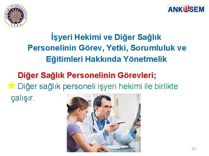 İşyeri Hekimi ve Diğer Sağlık Personelinin Görev, Yetki, Sorumluluk ve Eğitimleri Hakkında Yönetmelik Diğer