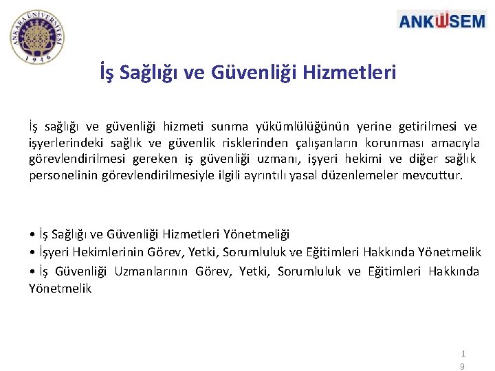 İş Sağlığı ve Güvenliği Hizmetleri İş sağlığı ve güvenliği hizmeti sunma yükümlülüğünün yerine getirilmesi