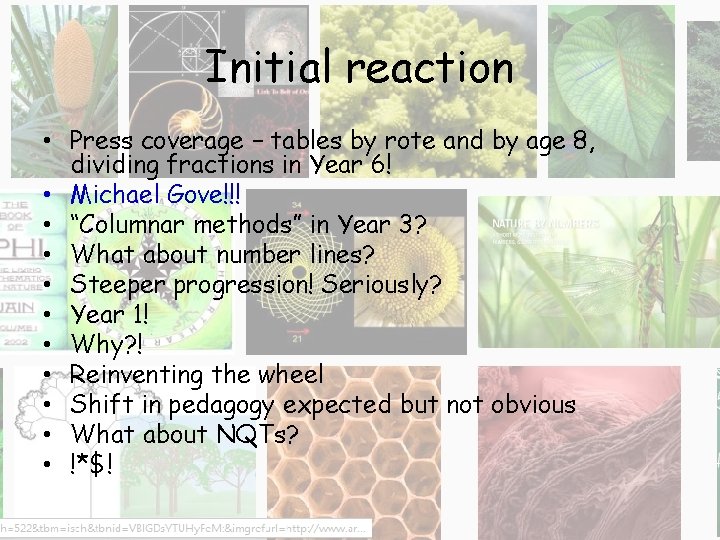 Initial reaction • Press coverage – tables by rote and by age 8, dividing