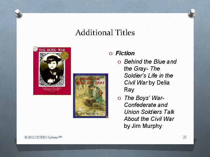 Additional Titles O Fiction O Behind the Blue and the Gray- The Soldier’s Life