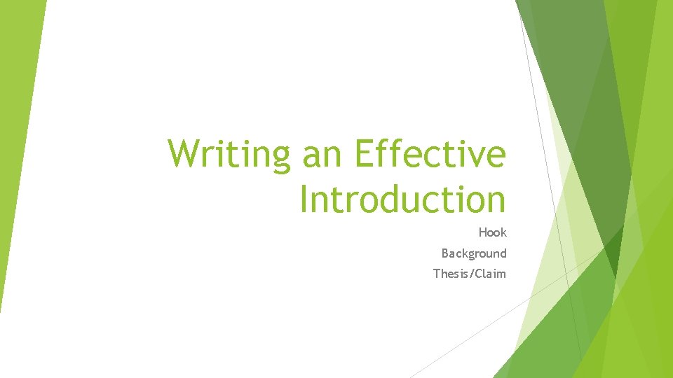 Writing an Effective Introduction Hook Background Thesis/Claim 