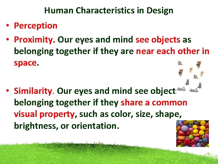 Human Characteristics in Design • Perception • Proximity. Our eyes and mind see objects