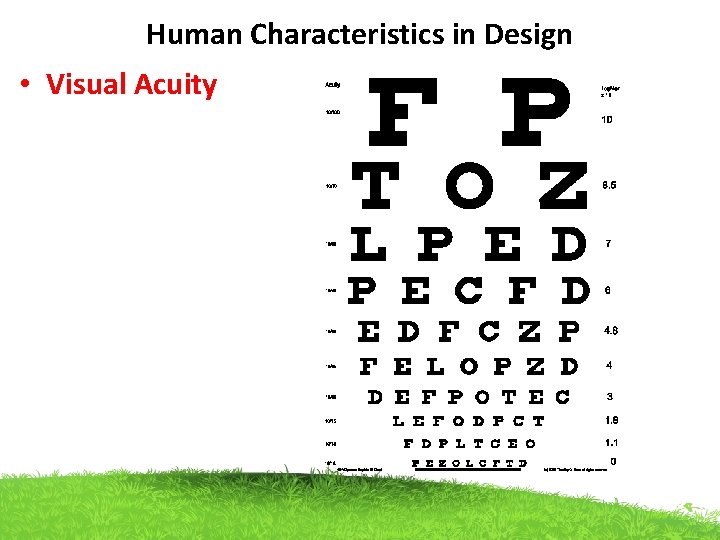 Human Characteristics in Design • Visual Acuity 