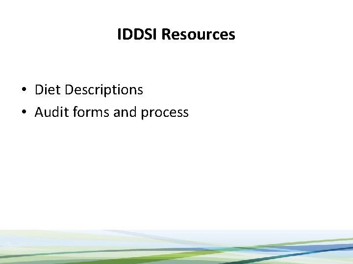 IDDSI Resources • Diet Descriptions • Audit forms and process 