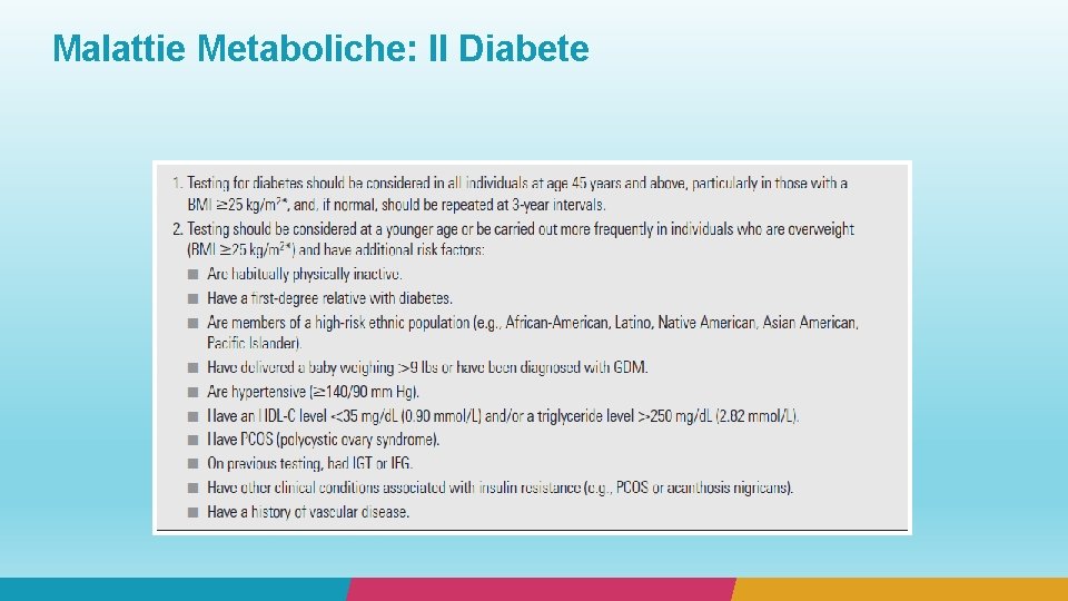 Malattie Metaboliche: Il Diabete 