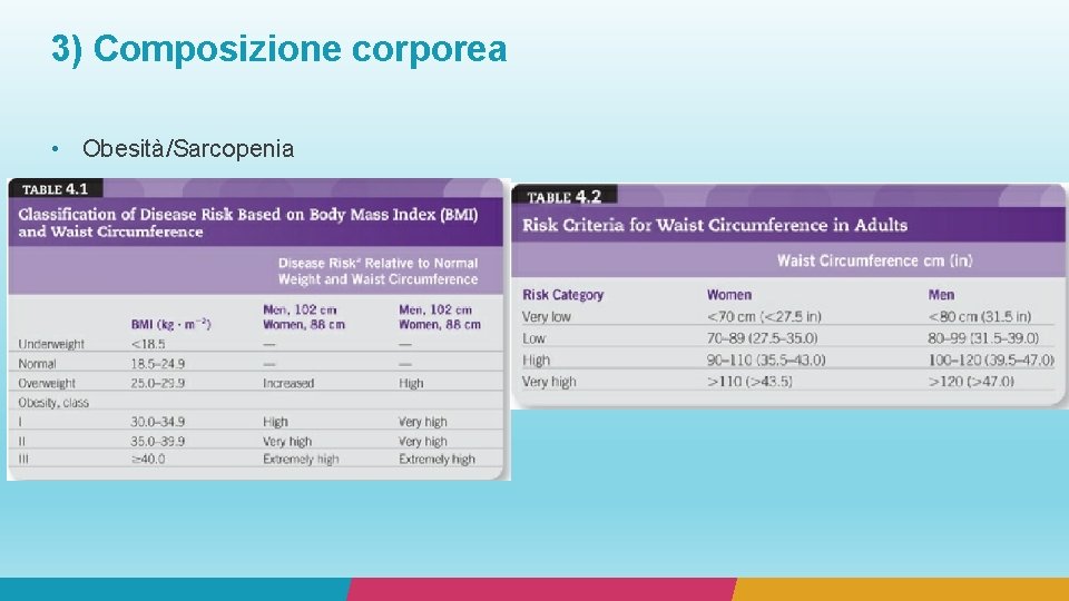 3) Composizione corporea • Obesità/Sarcopenia 