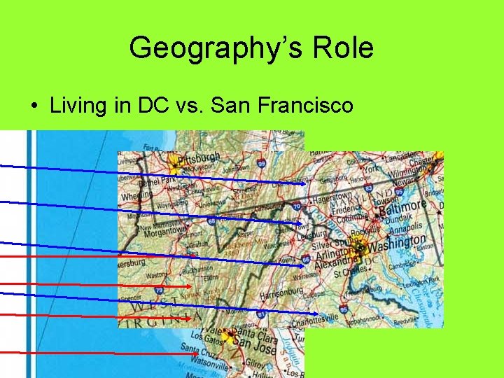 Geography’s Role • Living in DC vs. San Francisco 