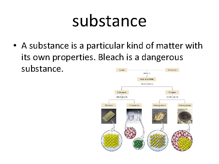 substance • A substance is a particular kind of matter with its own properties.