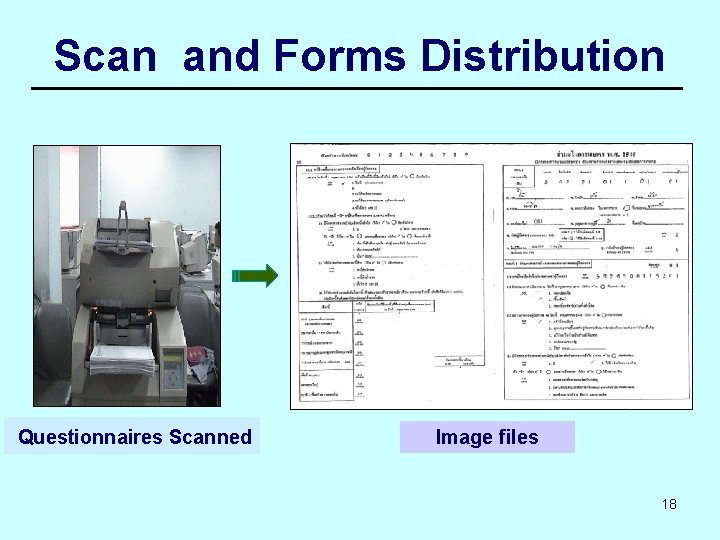 Scan and Forms Distribution Questionnaires Scanned Image files 18 