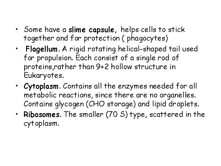  • Some have a slime capsule, helps cells to stick together and for
