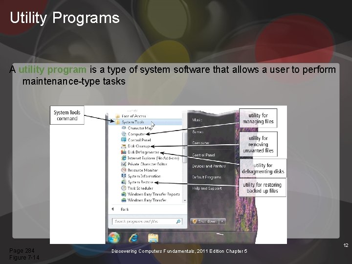 Utility Programs A utility program is a type of system software that allows a