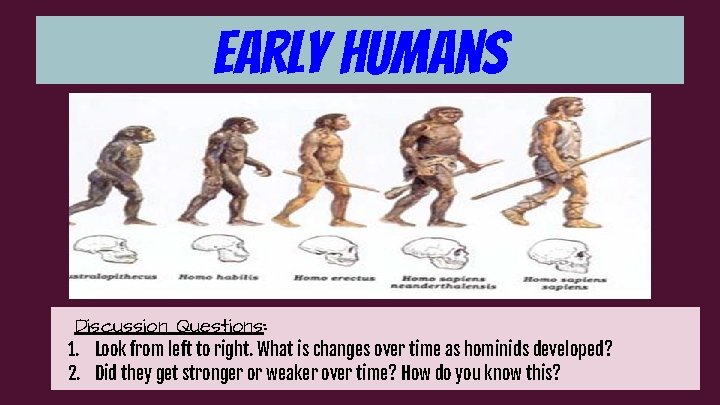 First Developed Humans UNIT 6 Human Origins Early Humans Topic Preview