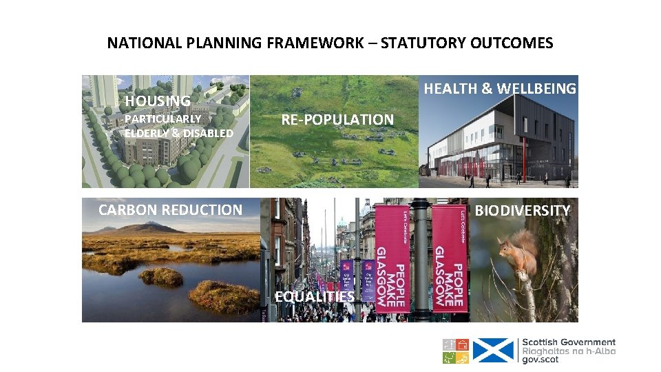 NATIONAL PLANNING FRAMEWORK – STATUTORY OUTCOMES HOUSING PARTICULARLY ELDERLY & DISABLED HEALTH & WELLBEING