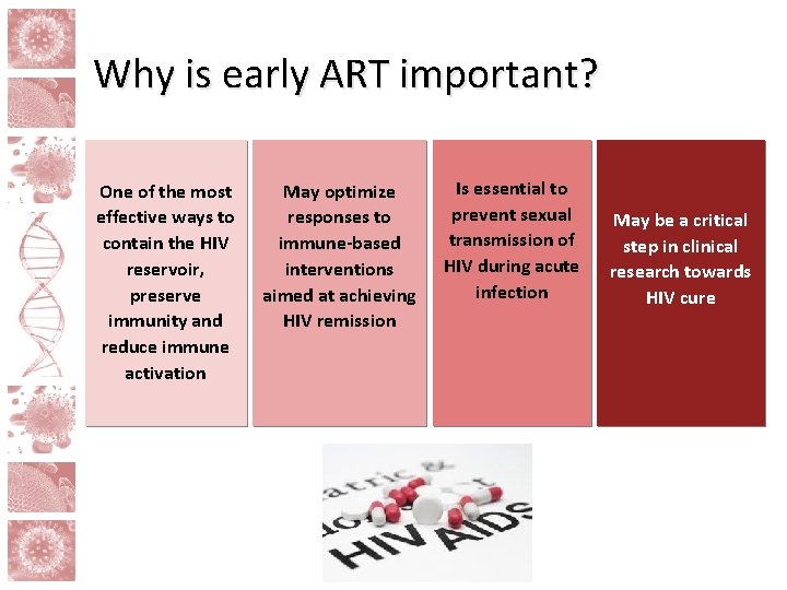 Why is early ART important? One of the most effective ways to contain the