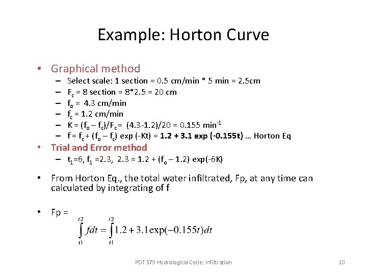 Example: Horton Curve • Graphical method – – – Select scale: 1 section =
